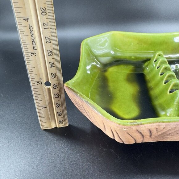 Vintage Sequoia Ware Ashtray Dish Green Brown USA Pottery Dish Plate Ceramic VTG - Picture 4 of 12